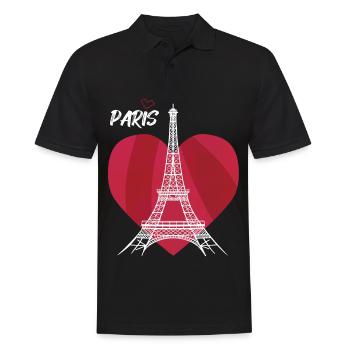 Paris-Eiffelturm mit Herz-Frankreich-Souvenir-Fran - Männer Poloshirt - Schwarz - Vorne - Kai (181cm)