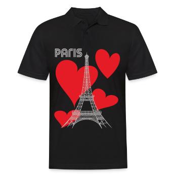 Paris Tour Eiffel amoureuse du cœur de la France - Polo Homme - noir - Devant - Kai (181cm)