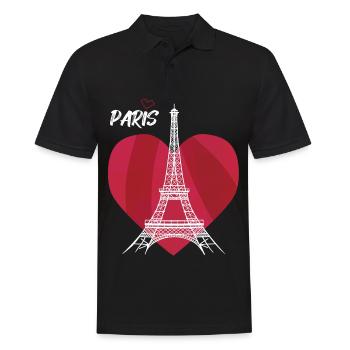 Touristisches Herz-Eiffelturm-Andenken Frankreichs - Männer Poloshirt - Schwarz - Vorne - Kai (181cm)