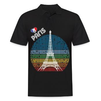 Love Paris Retro Tour Eiffel France Souvenir F - Polo Homme - noir - Devant - Kai (181cm)