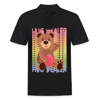 Hug Dealer Teddy with Heart Hug Dealer Rainbow Ted - Männer Poloshirt - Schwarz - Vorne - Kai (181cm)