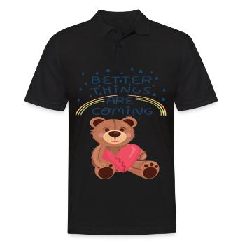 Teddy Broken Heart Teddy Bear Better Things are co - Männer Poloshirt - Schwarz - Vorne - Kai (181cm)