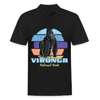 Parc National des Virunga-Gorille-Afrique-Congo-Souvenir - Polo Homme - noir - Devant - Kai (181cm)