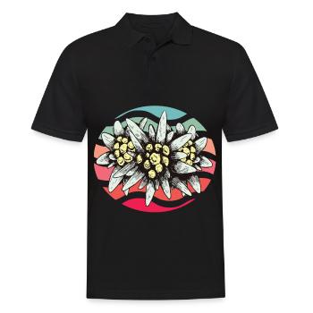 Edelweiss Vintage Schweiz Souvenir Wandern Alpen B - Männer Poloshirt - Schwarz - Vorne - Kai (181cm)