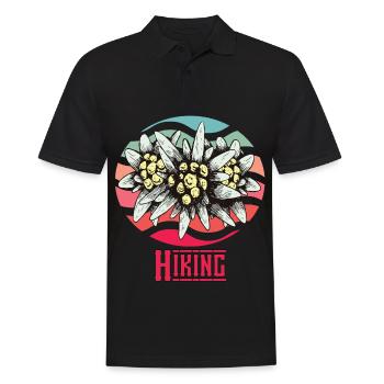 Wandern Alpen Edelweiss Vintage Schweiz Souvenir B - Männer Poloshirt - Schwarz - Vorne - Kai (181cm)