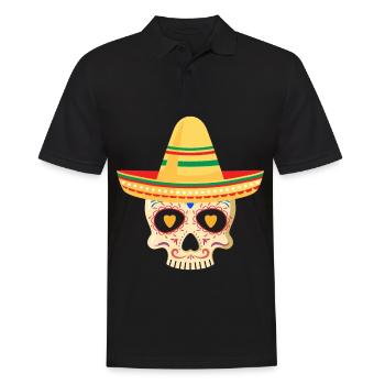 Sugar Skull Sombrero Death Nightmare Fear Skeleton Ko - Men's Polo Shirt - black - Front - Kai (181cm)