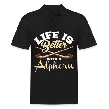 Alphorn Musikinstrument Musikantenleben in der - Männer Poloshirt - Schwarz - Vorne - Kai (181cm)