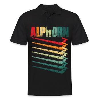 Alphorn Retro Musikinstrument in der Schweiz Alpen - Männer Poloshirt - Schwarz - Vorne - Kai (181cm)