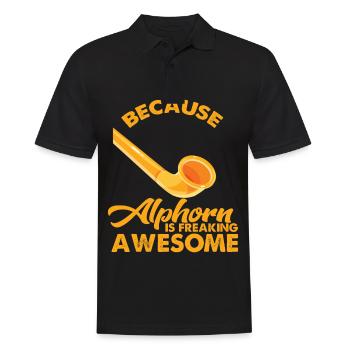 Cooles Alphorn Musikinstrument in Schweiz Alpen So - Männer Poloshirt - Schwarz - Vorne - Kai (181cm)