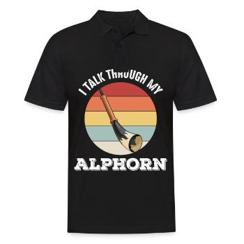 Instrument de musique suisse de cor des Alpes en Suisse A - Polo Homme - noir - Devant - Kai (181cm)