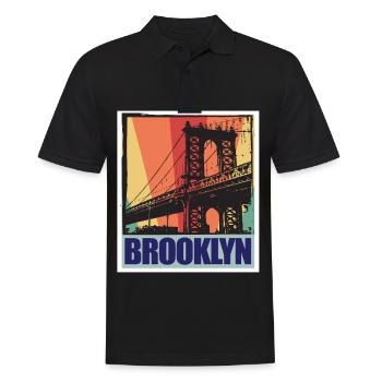 Brooklyn New York City Bridge NY Souvenir États-Unis - Polo Homme - noir - Devant - Kai (181cm)