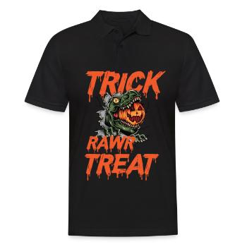 T-Rex Halloween Pumpkin Funny Horror Costume Dino - Men's Polo Shirt - black - Front - Kai (181cm)