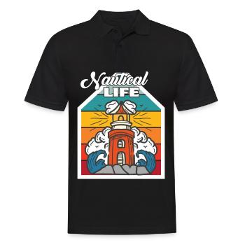 Nautical Lighthouse Captain Anchor Ship Ocean - Men's Polo Shirt - black - Front - Kai (181cm)