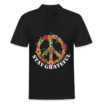 Signe de paix Hippie Amour Paix Liberté Blis - Polo Homme - noir - Devant - Kai (181cm)