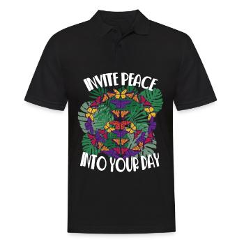 Sei freundlich Frieden Hippie Liebe Freiheit und G - Männer Poloshirt - Schwarz - Vorne - Kai (181cm)