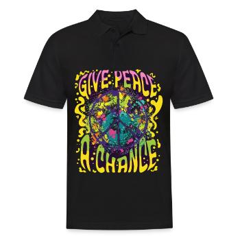 Paix Symbole de Paix Amour Liberté et Bonheur - Polo Homme - noir - Devant - Kai (181cm)