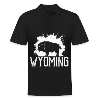 Buffalo Wyoming Nature Randonnée Montagne Souvenir - Polo Homme - noir - Devant - Kai (181cm)