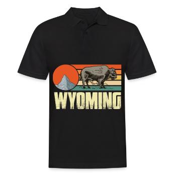 Wyoming Vintage Buffalo Nature Randonnée Mountain Souvenir - Polo Homme - noir - Devant - Kai (181cm)