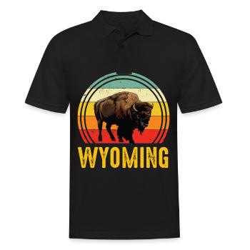 Souvenir du Wyoming Buffalo Nature Randonnée Mountain Canyon - Polo Homme - noir - Devant - Kai (181cm)