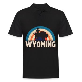 Buffalo Wyoming Cowboy Souvenir Nature Randonnée Montagne - Polo Homme - noir - Devant - Kai (181cm)