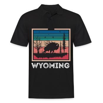 Randonnée Buffalo Nature Wyoming Souvenir Mountain Hike - Polo Homme - noir - Devant - Kai (181cm)