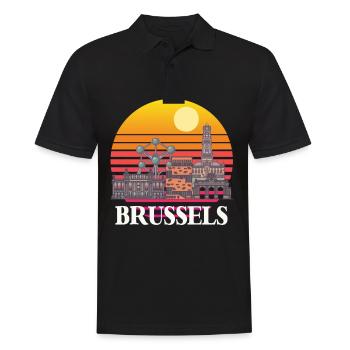 Bruxelles Skyline Science Noyau atomique Physique Atome - Polo Homme - noir - Devant - Kai (181cm)