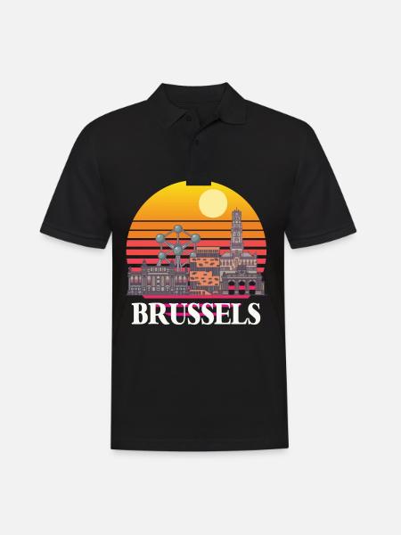 Brüssel Skyline Wissenschaft Atomkern Physik Atom - Männer Poloshirt - Schwarz