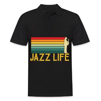 Jazz Life Musiker Saxophon Musik Orchester - Männer Poloshirt - Schwarz - Vorne - Kai (181cm)