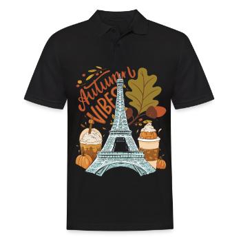 Tour Eiffel Autumn Vibes Automne à Paris Français - Polo Homme - noir - Devant - Kai (181cm)