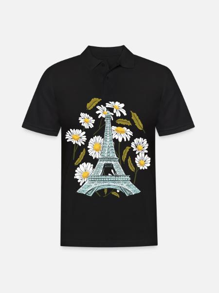 Eiffeltårnet Efterårsblomst Paris Efterår i Frankrig - Herre poloshirt - sort