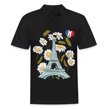 Tour Eiffel en automne Paris souvenir automne en Fran - Polo Homme - noir - Devant - Kai (181cm)