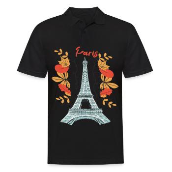 Paris avec les feuilles d’automne Tour Eiffel en automne Fran - Polo Homme - noir - Devant - Kai (181cm)