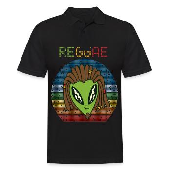 Reggae Alien Retro Jamaika Rasta Souvenir Rastafar - Männer Poloshirt - Schwarz - Vorne - Kai (181cm)