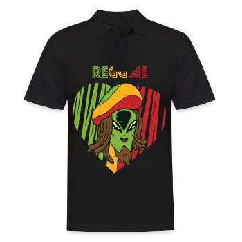 Reggae Love Alien Jamaika Souvenir Rasta Musik Ras - Männer Poloshirt - Schwarz - Vorne - Kai (181cm)