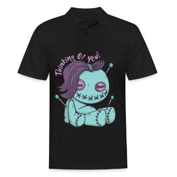 Poupée vaudou zombie en pensant à vous! Halloween- - Polo Homme - noir - Devant - Kai (181cm)