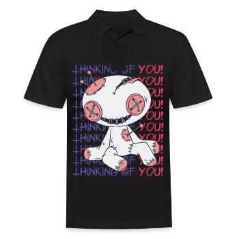 Gruselige Voodoo-Puppe, die an dich denkt Hexerei - Männer Poloshirt - Schwarz - Vorne - Kai (181cm)