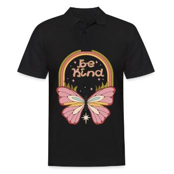 Retro Butterfly Friendly Flower Automne Printemps - Polo Homme - noir - Devant - Kai (181cm)