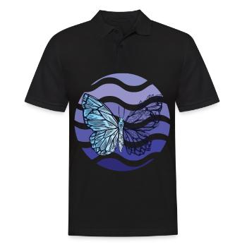 Schmetterling Retro für Frühling Schmetterlinge im - Männer Poloshirt - Schwarz - Vorne - Kai (181cm)