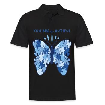 Patchwork Butterfly Be Beautiful Butterfly - Polo Homme - noir - Devant - Kai (181cm)