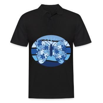 Patchwork Butterfly Flowers Butterflies Herb - Men's Polo Shirt - black - Front - Kai (181cm)