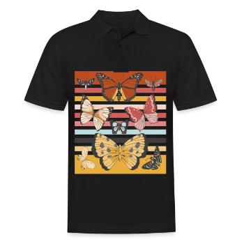 Niedlicher Schmetterling Kollektion Schmetterlinge - Männer Poloshirt - Schwarz - Vorne - Kai (181cm)
