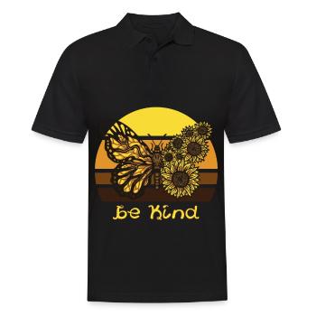 Être enfant papillon tournesol papillons L - Polo Homme - noir - Devant - Kai (181cm)
