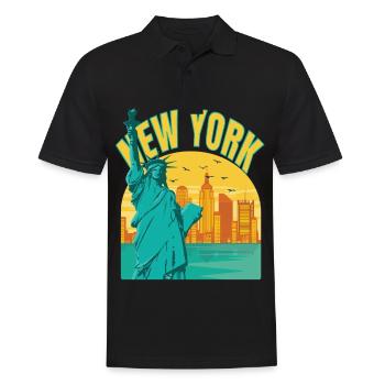 New York City Liberty Island Bridge NY Souvenir US - Men's Polo Shirt - black - Front - Kai (181cm)