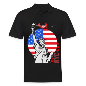 NY Souvenir New York City Manhattan États-Unis - Polo Homme - noir - Devant - Kai (181cm)