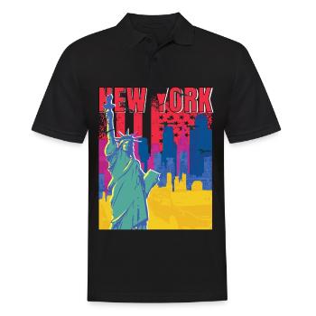 NY Souvenir New York City Liberty Island États-Unis - Polo Homme - noir - Devant - Kai (181cm)