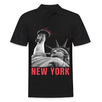 New York City Liberty Statue Manhattan USA - Männer Poloshirt - Schwarz - Vorne - Kai (181cm)
