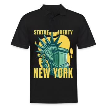 New York City Liberty Statue Manhattan USA - Männer Poloshirt - Schwarz - Vorne - Kai (181cm)