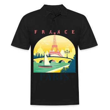 J’adore Paris et la Tour Eiffel Bonjour de Frankre - Polo Homme - noir - Devant - Kai (181cm)