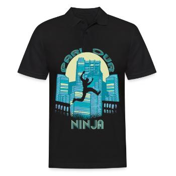 Parkour Ninja City Run Coureur Freestyle - Polo Homme - noir - Devant - Kai (181cm)
