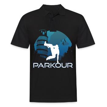 Avertissement de parkour sauter par-dessus tout comme la tour de Pise - Polo Homme - noir - Devant - Kai (181cm)